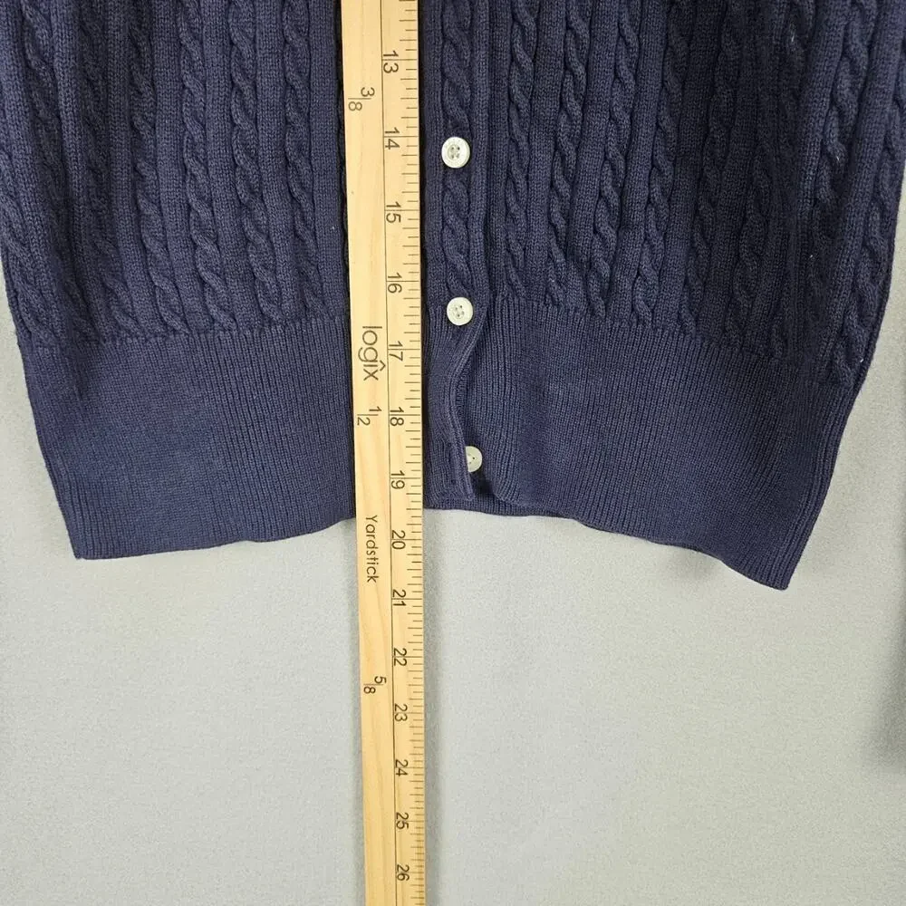 Polo Ralph Lauren Girls Cable Knit Cardigan Size L 12/14 Pink Pony Prep Sweater